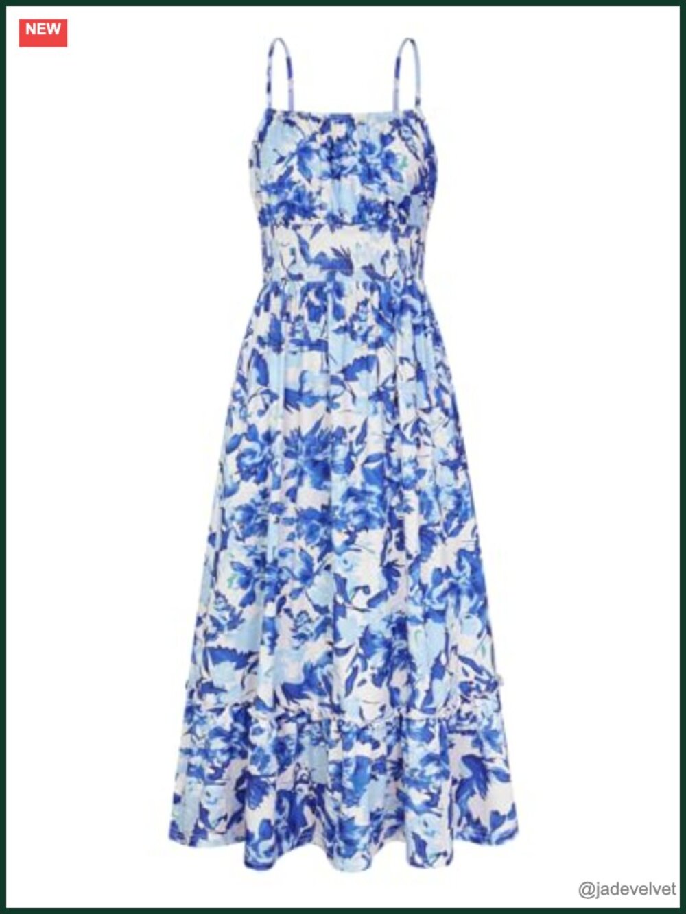 Smocked Floral Maxi Dress with Pockets, Boho Beach Sundress